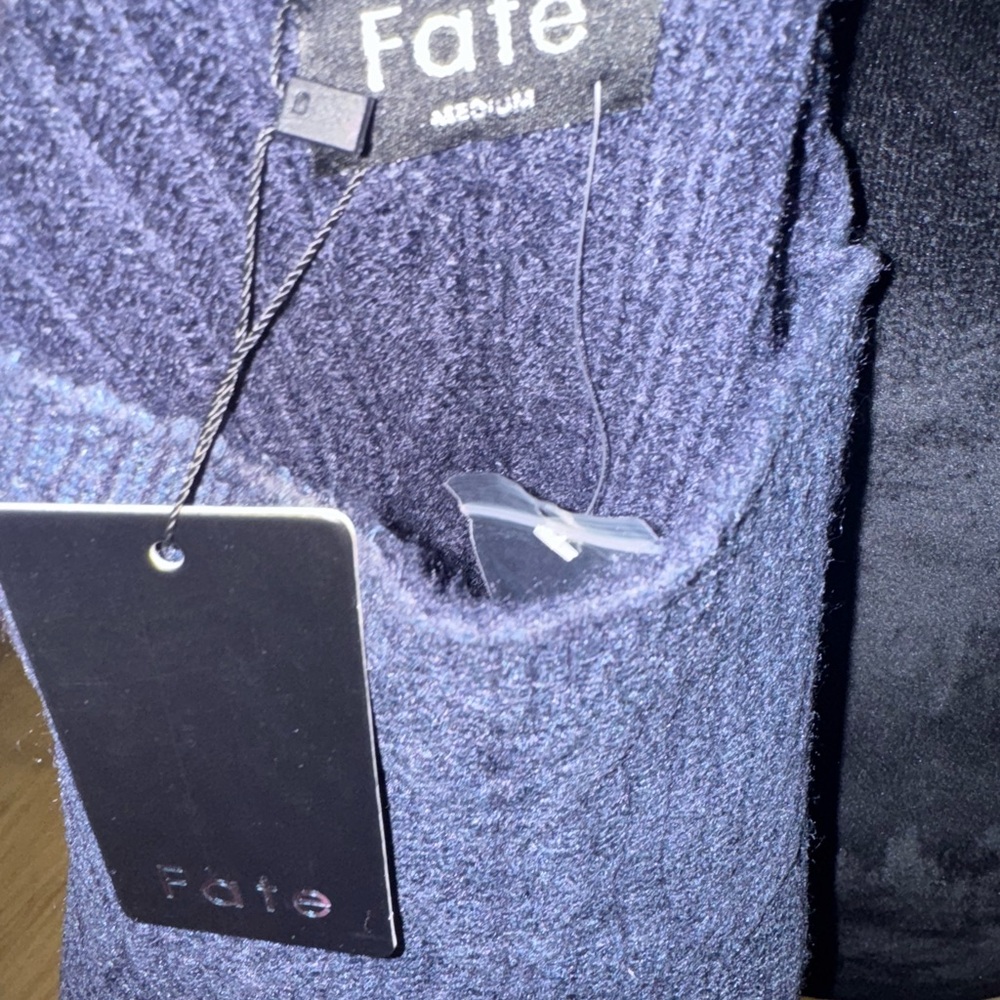 This is a Fate Foil Cable Knit Twofer Sweate - Picture 6 of 9
